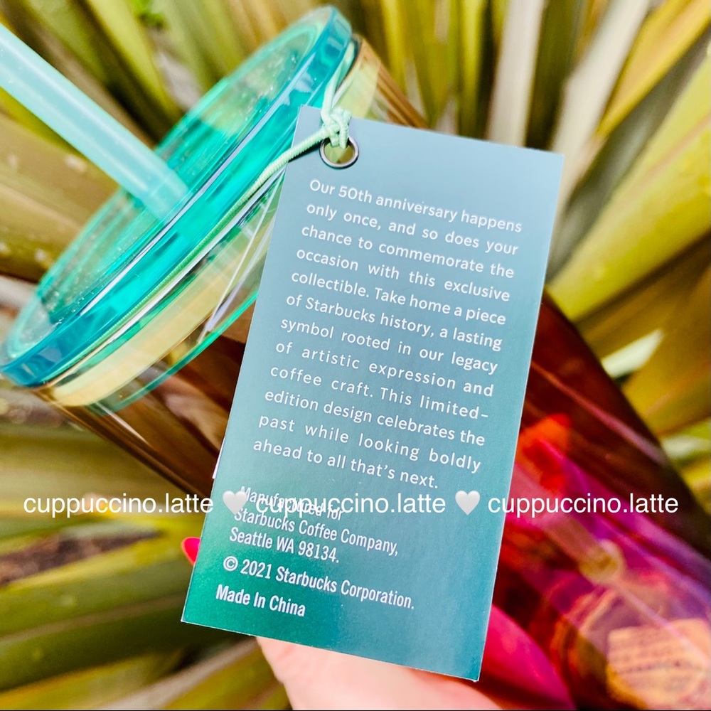 🌈LAST ONE🌈Starbucks Iridescent Oil Slick 50th Anniversary Glass Cold Cup - Picture 5 of 10